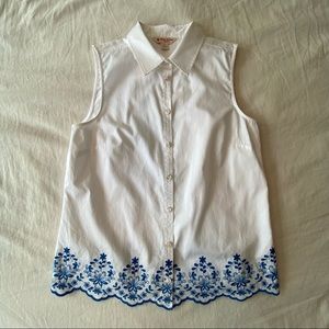 Embroidered sleeveless top